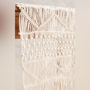ANTHROPOLOGIE Set of 2 Macrame Knot Crochet Runner Wall-Hanging Rug Fringe Boho